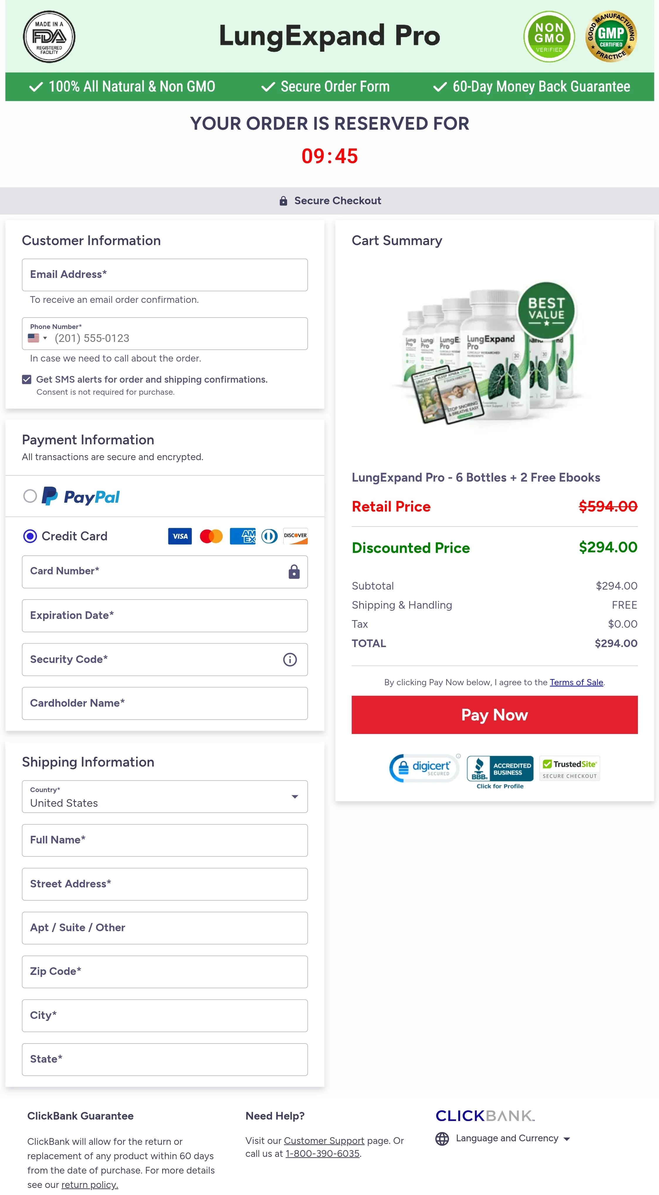 LungExpand Pro order form